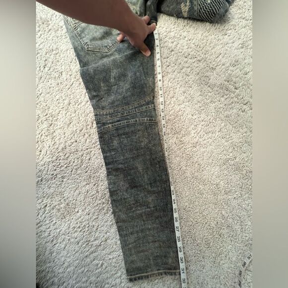 Rock Revival Moto Biker Distressed Tapered Leg Jeans “Elliot” - Picture 6 of 12